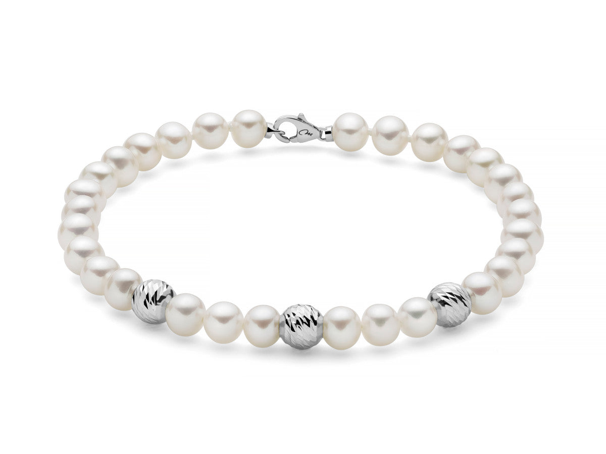 Bracciale Donna Miluna Perle Con 3 Inserti In Oro Bianco 9KT PBR3513BX